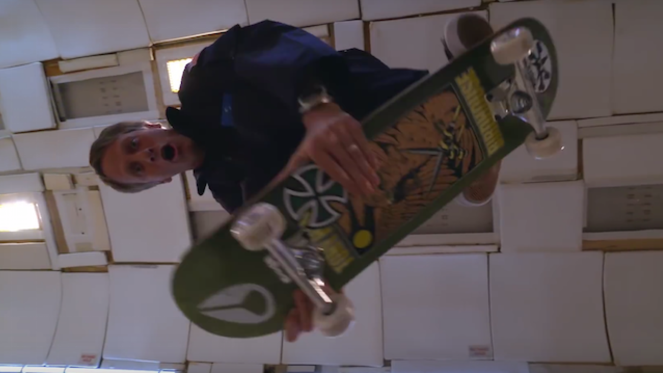 Watch Tony Hawk Perform Skateboard Tricks in Zero Gravity