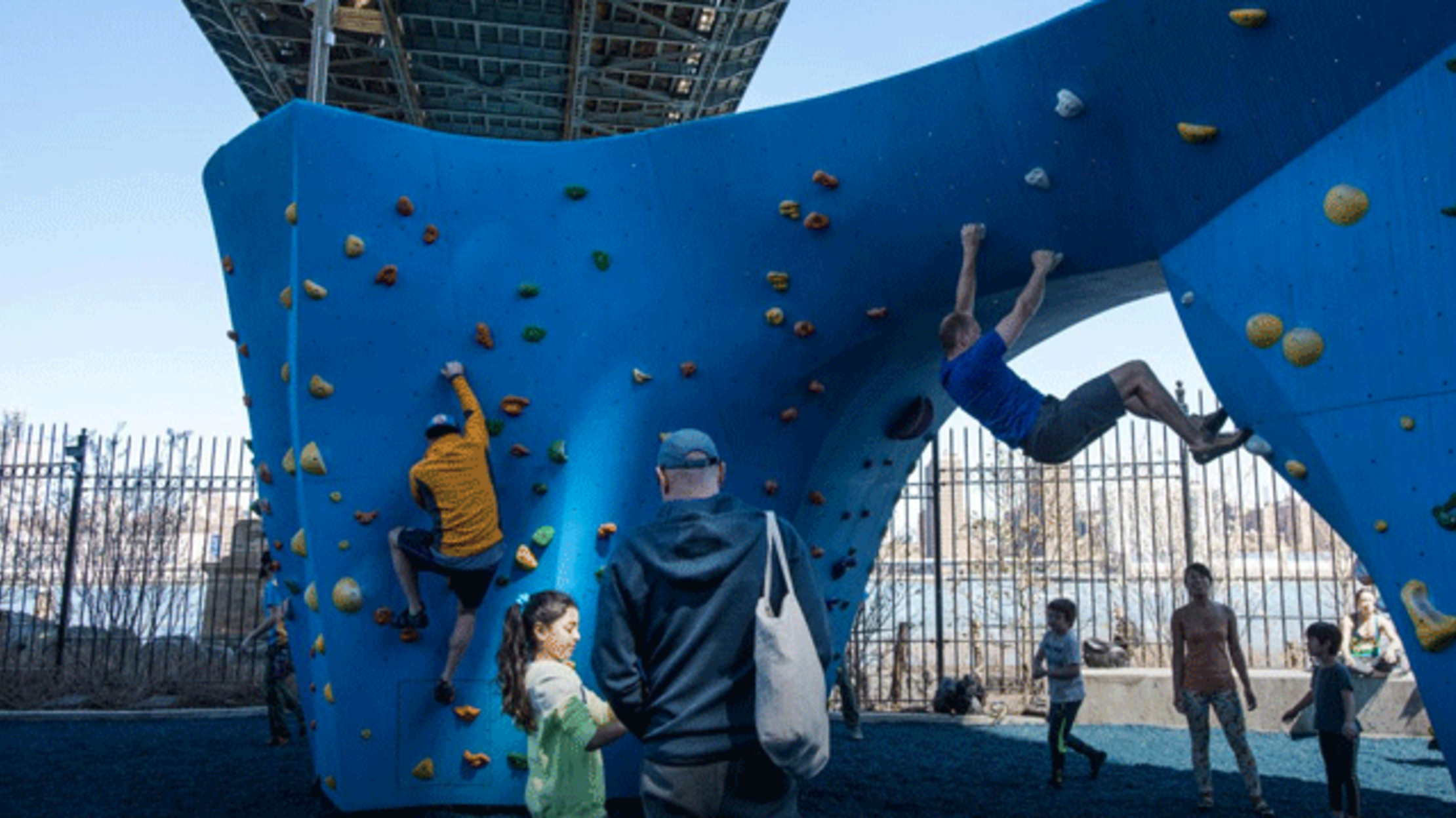 Continent's Largest Outdoor Bouldering Gym Opens Under Brooklyn Bridge