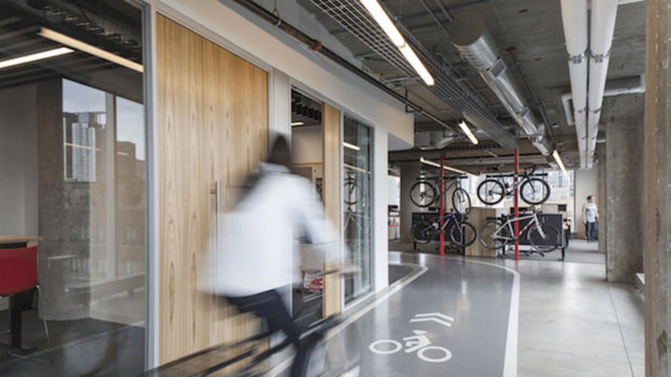 This CyclistFriendly Office Space Features Indoor Bike Lanes Mental