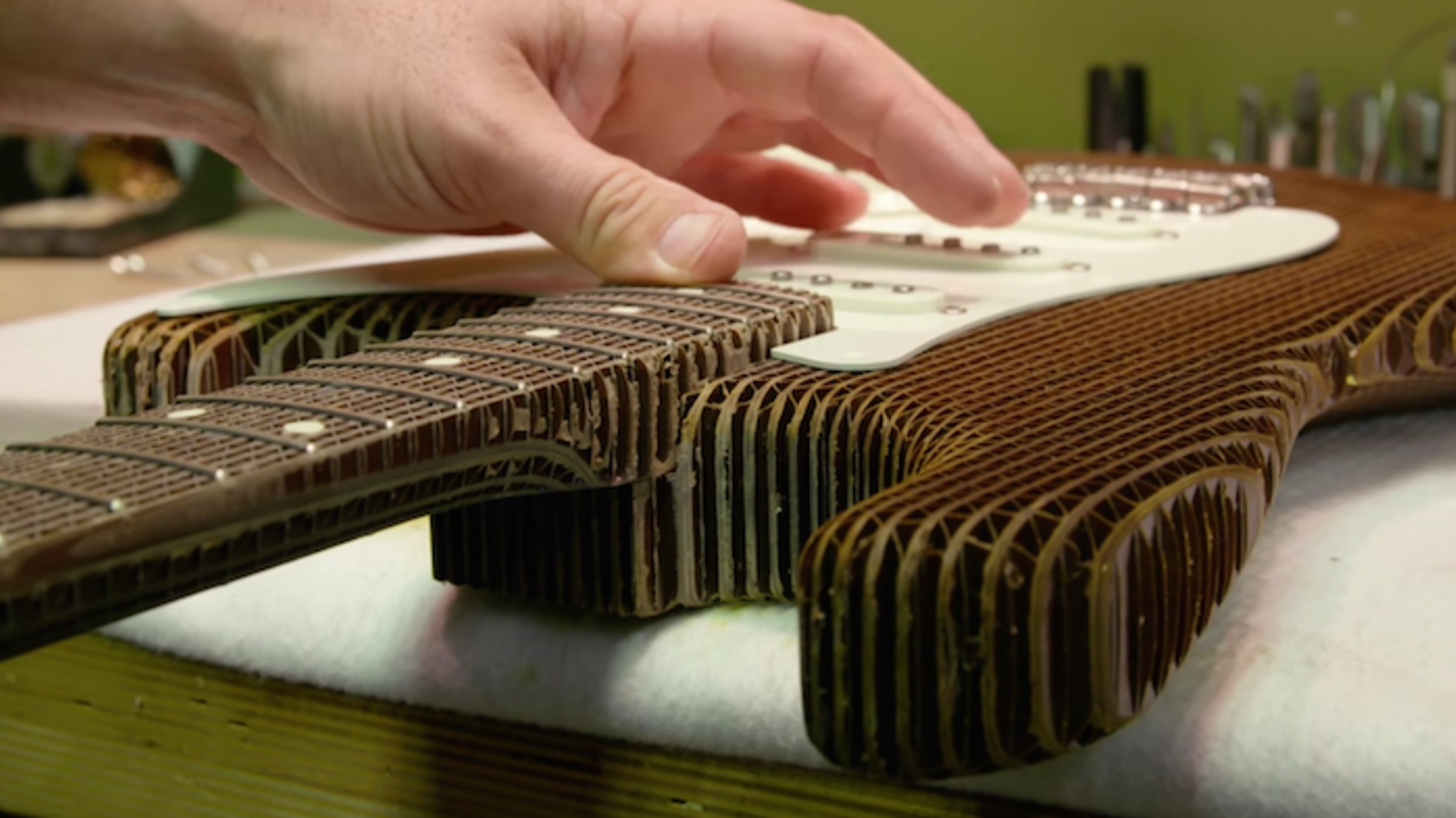 The Master Builders at Fender Made a Playable Cardboard Guitar Mental