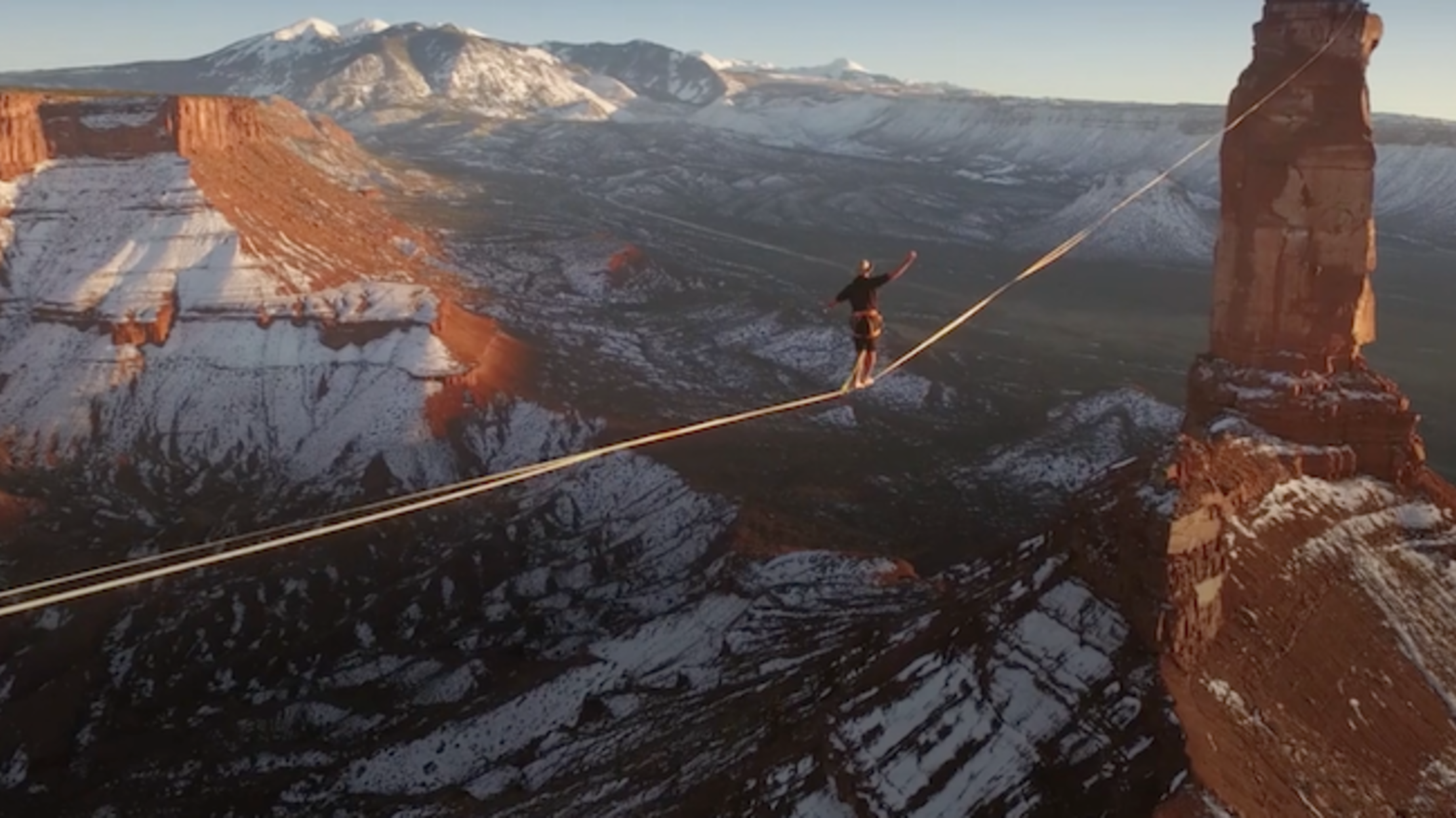 Watch This Incredible 500Meter Slackline Walk High Above the Utah