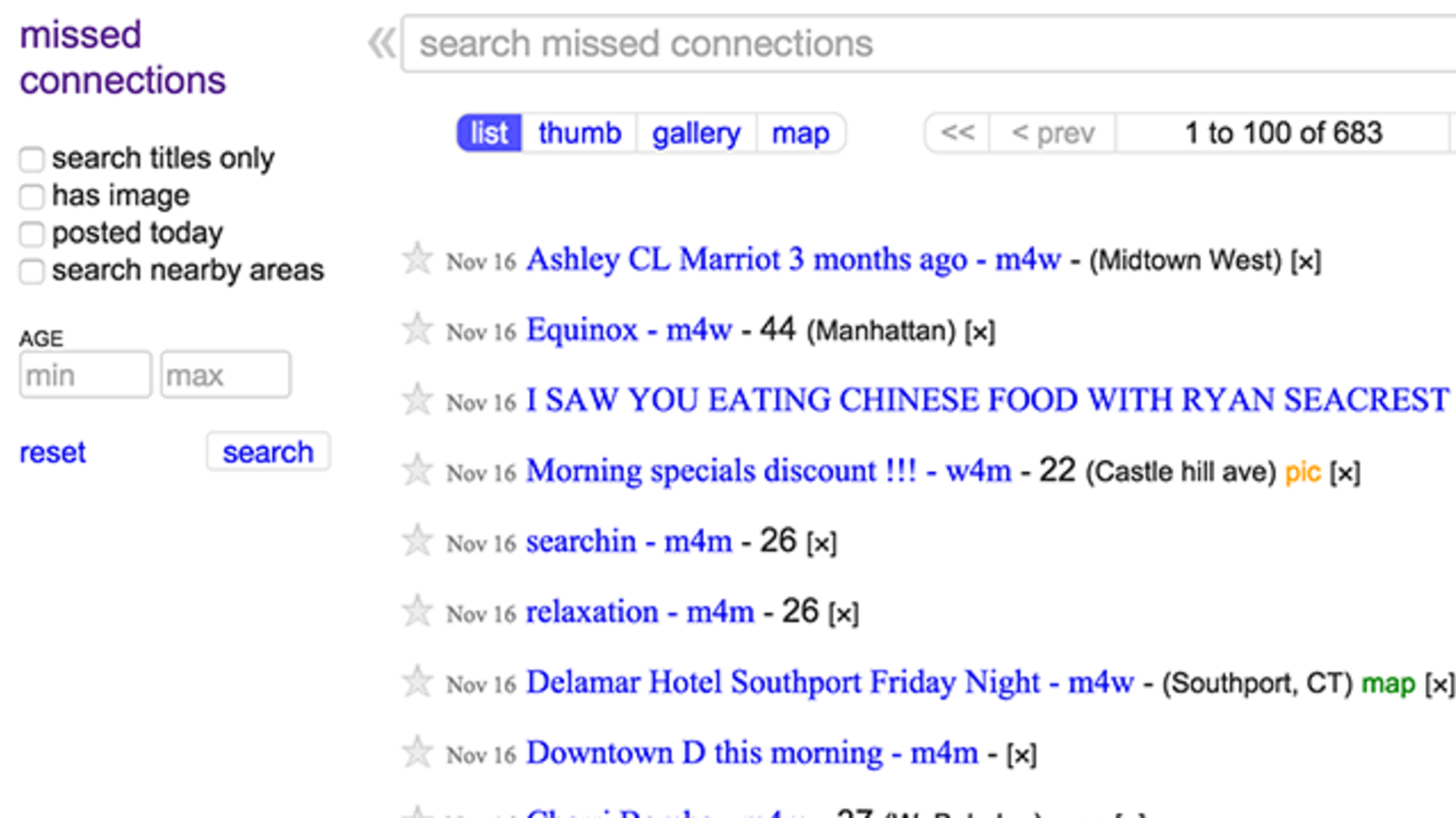 The Most Common Phrases in Craigslist 'Missed Connections' Posts