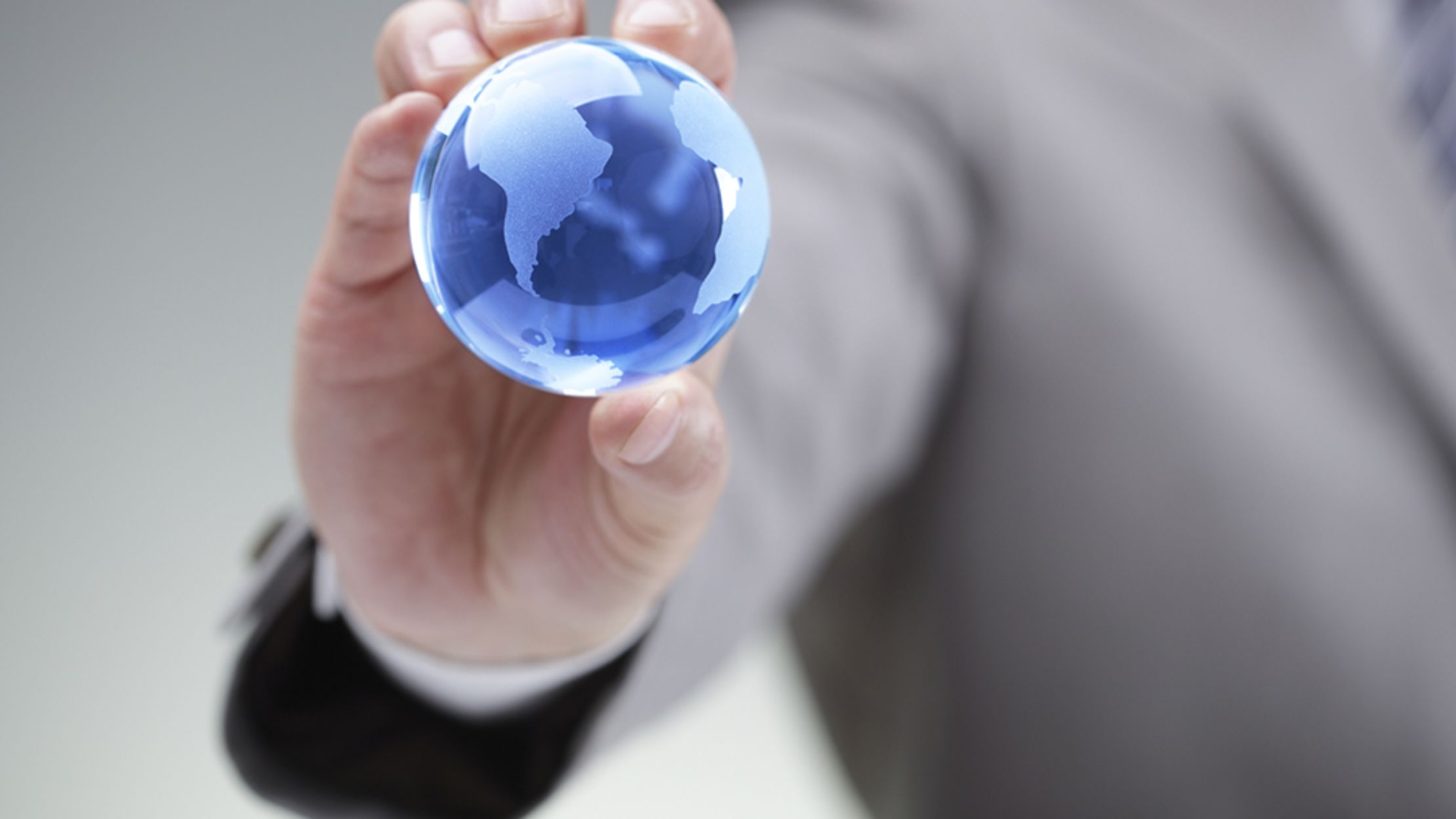 A world globe with continents shown.
