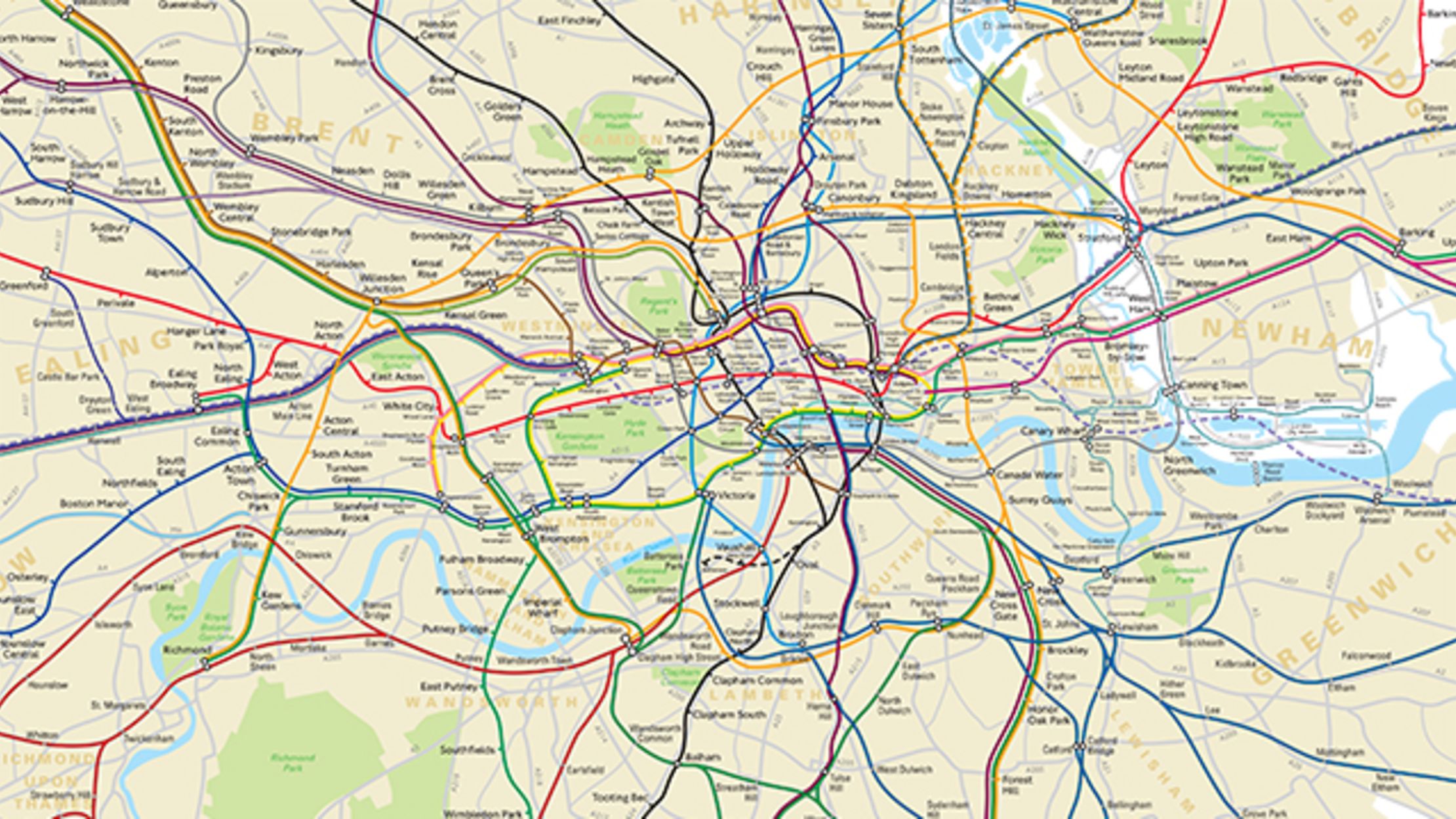 A Geographically Accurate Map of the London Underground | Mental Floss