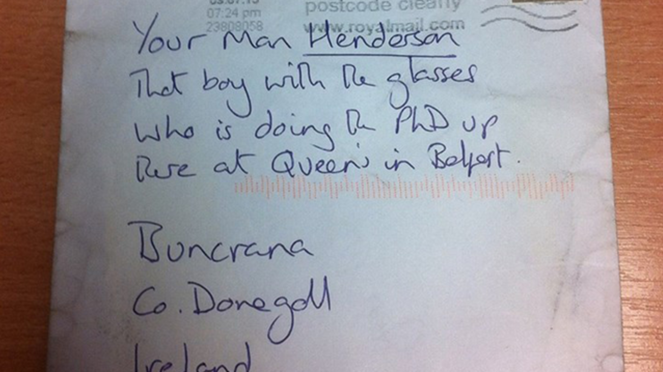 Letter With No Address Delivered Successfully to Irish Town