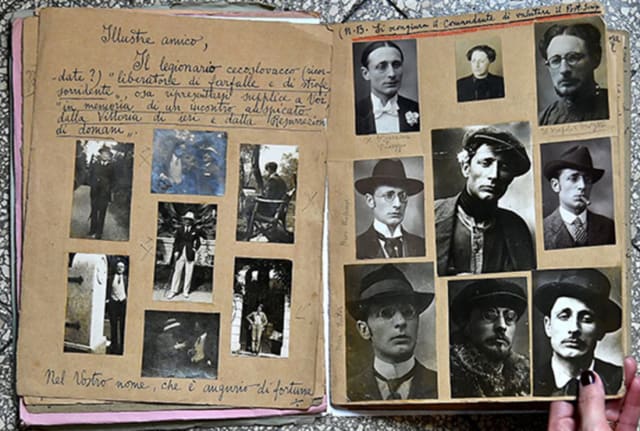 Pictures of disguises in Dosi’s scrapbook via Getty Images