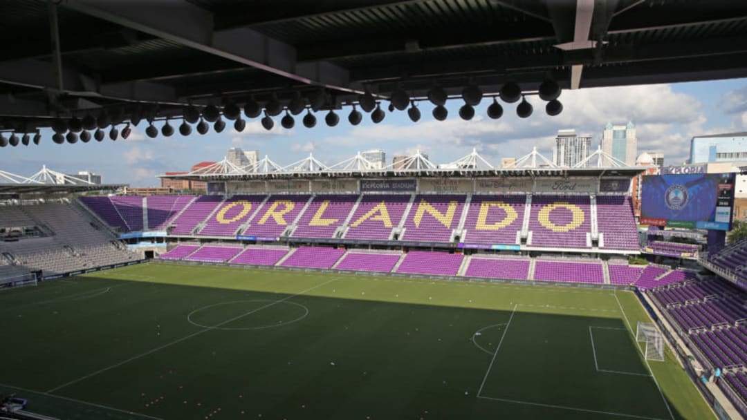 ORLANDO, FL - SEPTEMBER 11: A general overview of the pitch prior to a NWSL soccer match between the Chicago Red Stars and the Orlando Pride at Orlando City Stadium on September 11, 2019 in Orlando, Florida. (Photo by Alex Menendez/Getty Images)