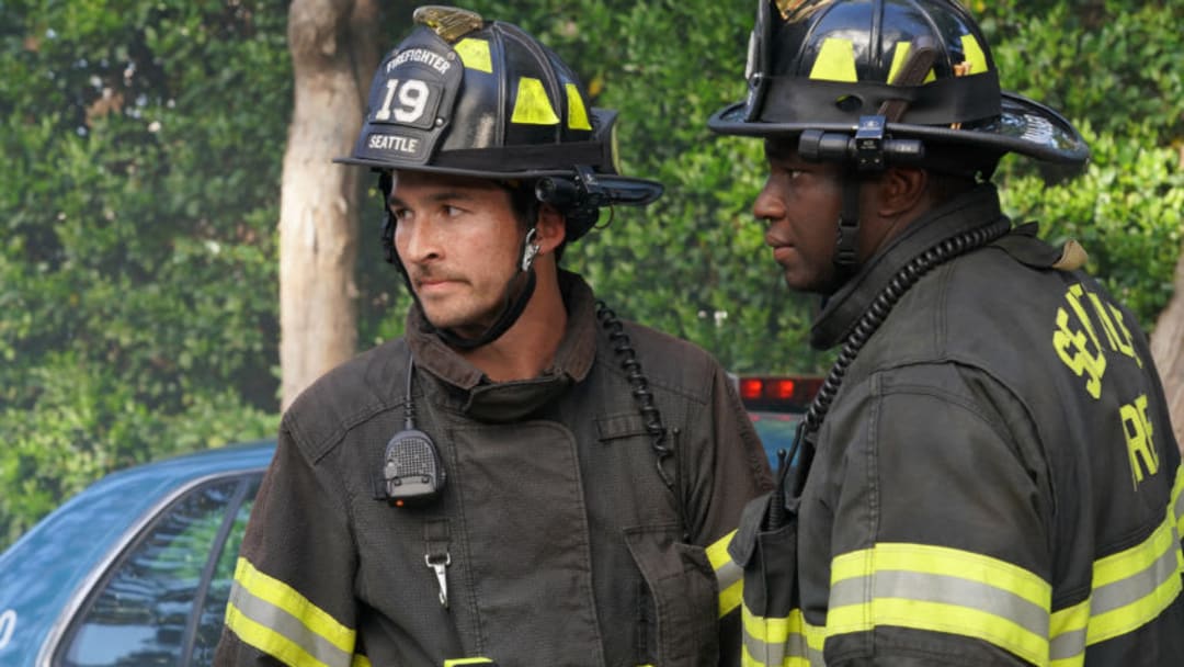 STATION 19 - "Hot Box" - In the final days before the Station 19 captaincy is announced, Pruitt warns Andy not to be disappointed with the outcome. Meanwhile, Ben gets upset with Pruitt for having told Bailey the dangers of firefighting; and the team gets trapped inside the garage of a burning house, putting several lives at risk, on "Station 19," THURSDAY, MAY 10 (9:00-10:00 p.m. EDT), on The ABC Television Network. (ABC/Byron Cohen)JAY HAYDEN, OKIERIETE ONAODOWAN