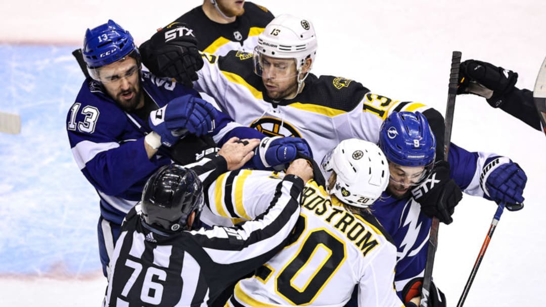 Boston Bruins, Joakim Nordstrom #20, Charlie Coyle #13 (Photo by Elsa/Getty Images)