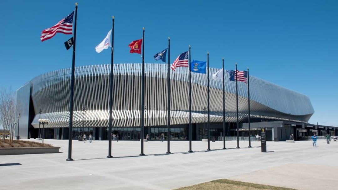 UNIONDALE, NY - APRIL 08: An exterior view of the NYCB LIVE Nassau Veterans Memorial Coliseum on April 8, 2017 in Uniondale, New York. (Photo by Mike Pont/Getty Images)