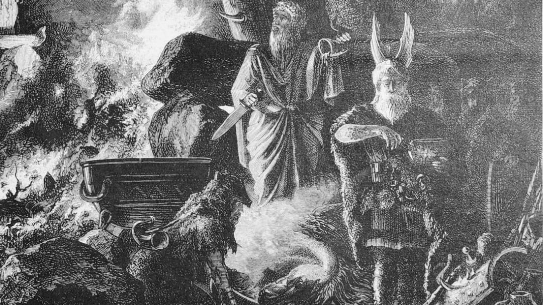 An illustration of an ancient Yule celebration, as seen in the German newspaper Die Gartenlaube in 1880.