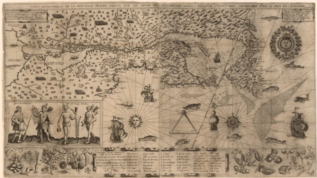 The 17th-century Samuel de Champlain map of New France was stolen from the Boston Public Library.