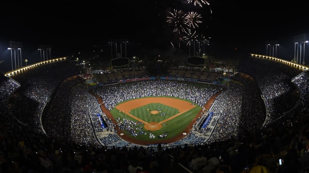 LOS ANGELES, CA - JULY 04: Fans watch a fireworks show after the game between the Los Angeles Dodgers and the Arizona Diamondbacks at Dodger Stadium on July 4, 2017 in Los Angeles, California. (Photo by Jayne Kamin-Oncea/Getty Images)