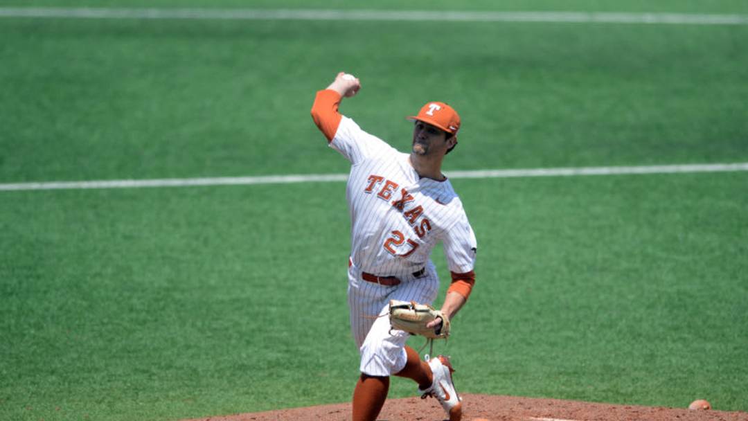 AUSTIN, TX - APRIL 08: Texas Longhorn pitcher Blair Henley delivers a throw during the Texas Longhorns 4 - 1 win over the Baylor Bears on April 8, 2018 at UFCU Disch-Falk Field in Austin, TX. (Photo by John Rivera/Icon Sportswire via Getty Images) AUSTIN, TX - APRIL 08: Texas Longhorn pitcher Blair Henley delivers a throw during the Texas Longhorns 4 - 1 win over the Baylor Bears on April 8, 2018 at UFCU Disch-Falk Field in Austin, TX. (Photo by John Rivera/Icon Sportswire via Getty Images)