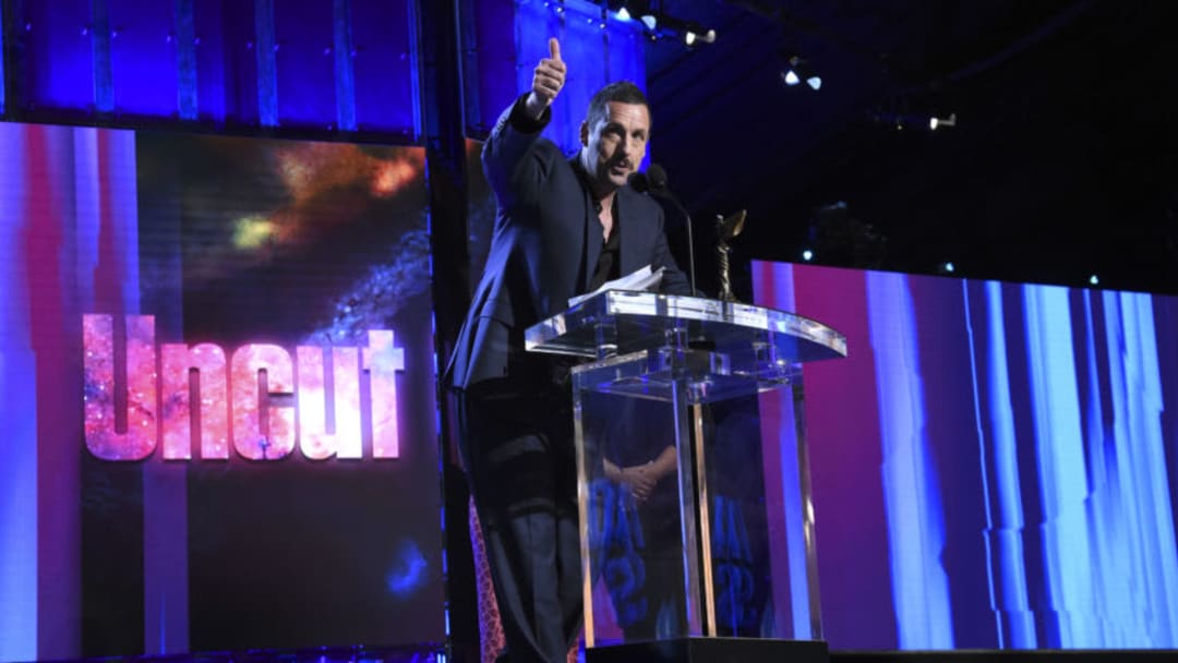 SANTA MONICA, CALIFORNIA - FEBRUARY 08: Adam Sandler accepts the Best Male Lead award for 'Uncut Gems' onstage during the 2020 Film Independent Spirit Awards on February 08, 2020 in Santa Monica, California. (Photo by Michael Kovac/Getty Images)