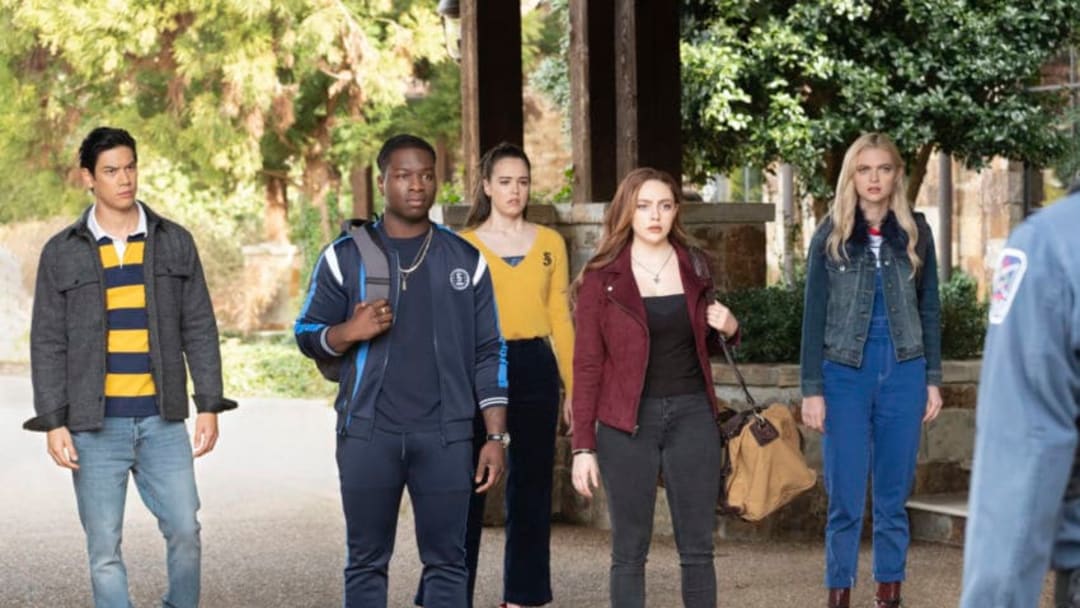 Legacies -- "There's Always a Loophole" -- Image Number: LGC116b_0004bc.jpg -- Pictured (L-R): Ben Levin as Jed, Christopher De'Sean Lee as Kaleb, Kaylee Bryant as Josie, Danielle Rose Russell as Hope, and Jenny Boyd as Lizzie -- Photo: Mark Hill/The CW -- ÃÂ© 2019 The CW Network, LLC. All rights reserved.
