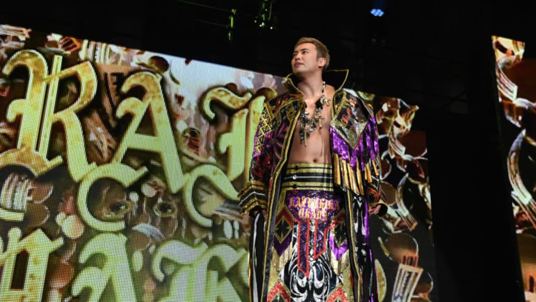 NAGAOKA,JAPAN - MARCH 23: Kazuchika Okada enters the ring prior to the Semi Final bout during the New Japan Cup of NJPW at Aore Nagaoka on March 23, 2019 in Nagaoka, Japan. (Photo by Etsuo Hara/Getty Images)
