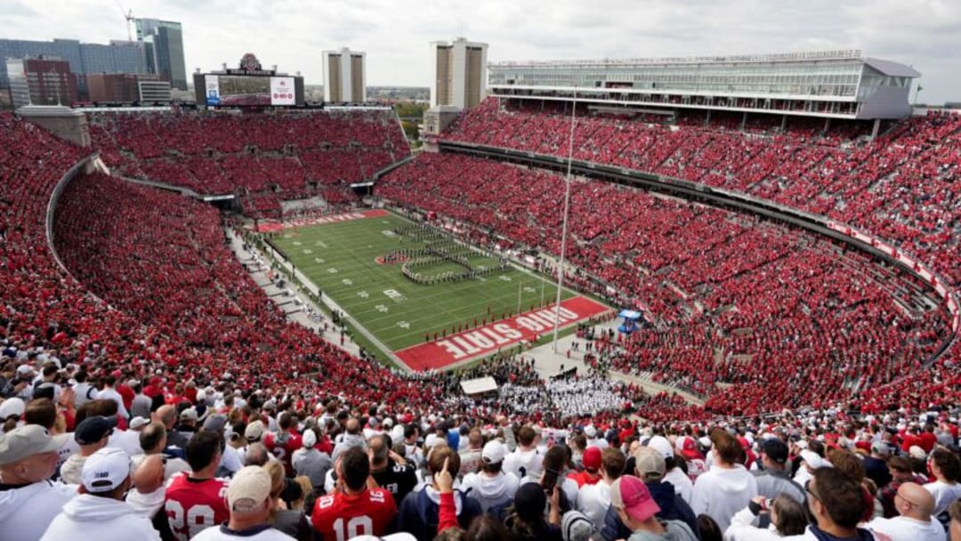 Oct 21, 2023; Columbus, Ohio, USA; Fans fill Ohio Stadium prior to the Penn State football game Saturday, Oct. 21, 2023.