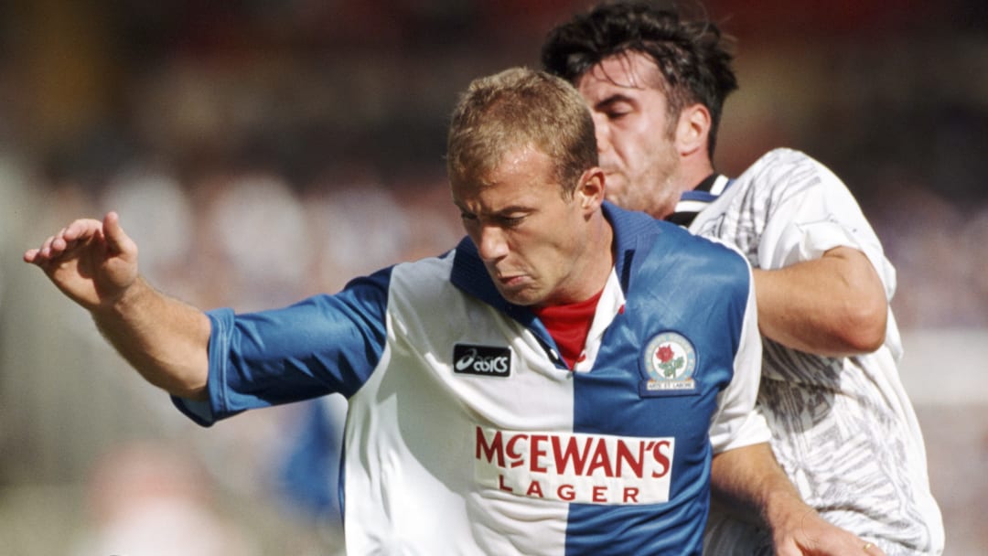 Alan Shearer banging them in wearing a McEwan's Lager Blackburn kit? Go on then! Alan Shearer banging them in wearing a McEwan's Lager Blackburn kit? Go on then!