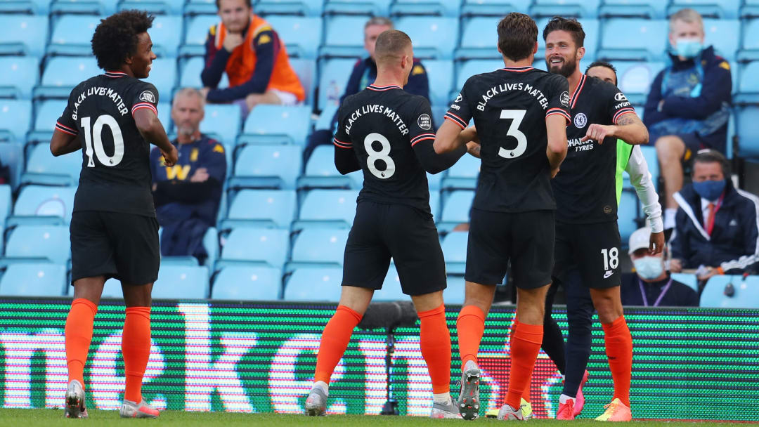 Chelsea ran out as 2-1 victors in their match against Aston Villa on Sunday