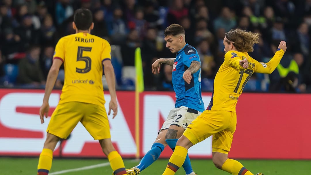 Sergio Busquets, Giovanni Di Lorenzo, Antoine Griezmann Sergio Busquets, Giovanni Di Lorenzo, Antoine Griezmann