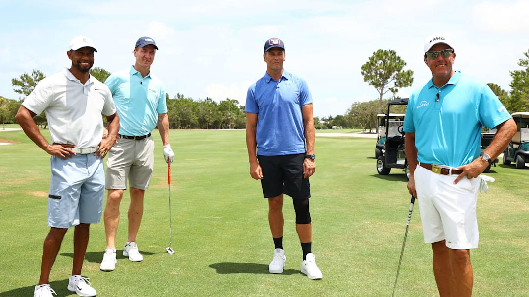 Tiger Woods, Peyton Manning, Tom Brady, Phil Mickelson Tiger Woods, Peyton Manning, Tom Brady, Phil Mickelson
