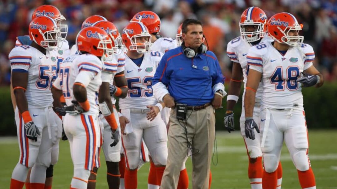 COLUMBIA, SC - NOVEMBER 14: Head coach Urban Meyer of the Florida Gators looks on during the game against the South Carolina Gamecocks at Williams-Brice Stadium on November 14, 2009 in Columbia, South Carolina. (Photo by Streeter Lecka/Getty Images)