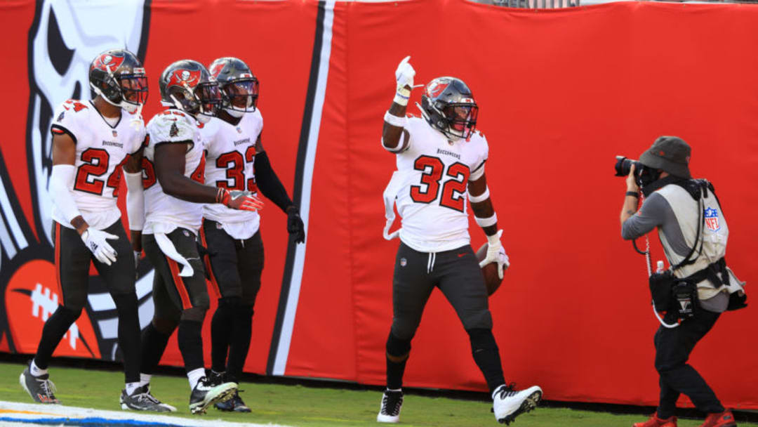 Mike Edwards #32 of the Tampa Bay Buccaneers (Photo by Mike Ehrmann/Getty Images)