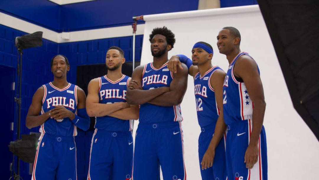 Josh Richardson, Ben Simmons, Joel Embiid, Tobias Harris, Al Horford | Philadelphia 76ers (Photo by Mitchell Leff/Getty Images)