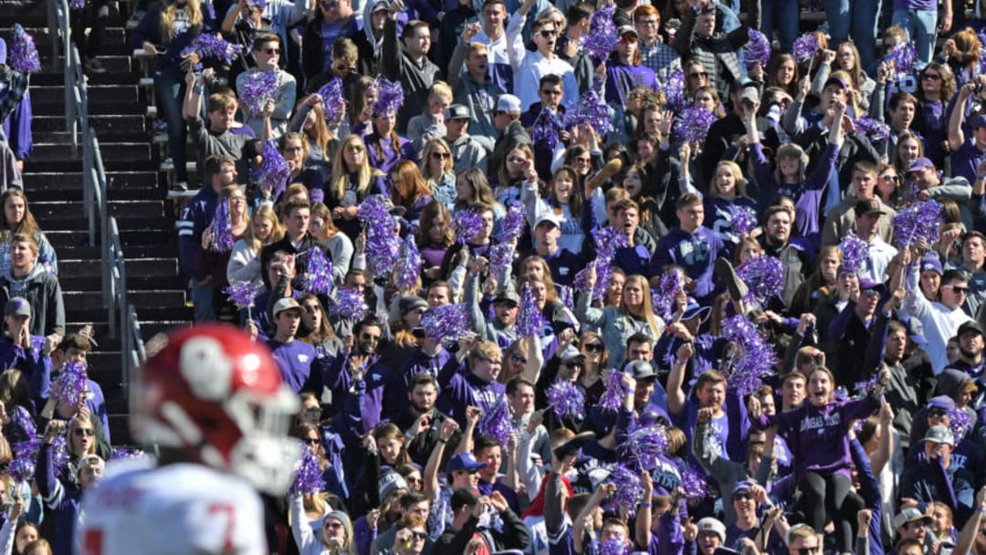 MANHATTAN, KS - OCTOBER 26: Kansas State Wildcats fans cheer before a kick-off against the Oklahoma Sooners during the second half at Bill Snyder Family Football Stadium on October 26, 2019 in Manhattan, Kansas. (Photo by Peter G. Aiken/Getty Images)