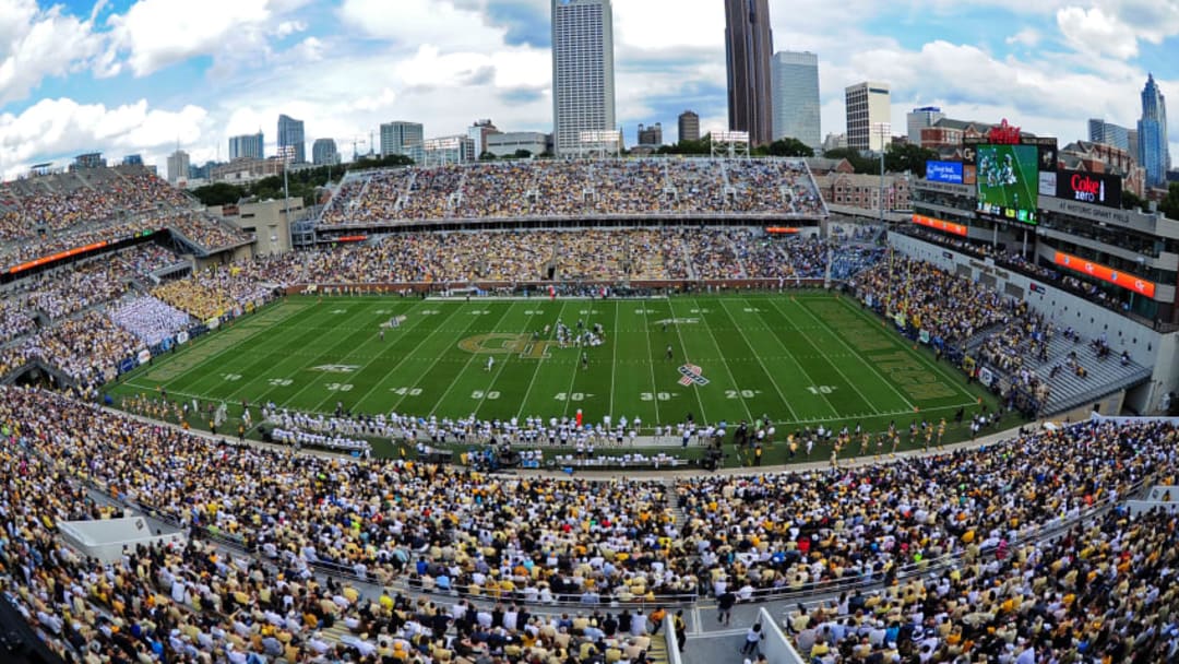 ATLANTA, GA - SEPTEMBER 12: A general view of Bobby Dodd Stadium during the game between the of the Georgia Tech Yellow Jackets and the Tulane Green Wave on September 12, 2015 in Atlanta, Georgia. Photo by Scott Cunningham/Getty Images)