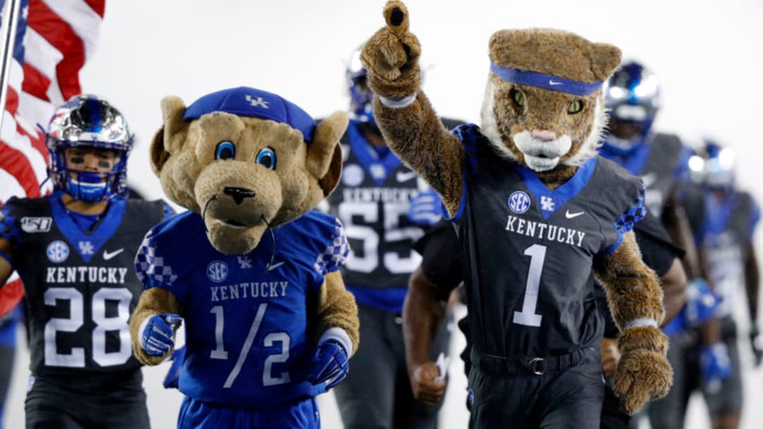Kentucky Wildcats mascots lead the team to the field (Photo by Joe Robbins/Getty Images)