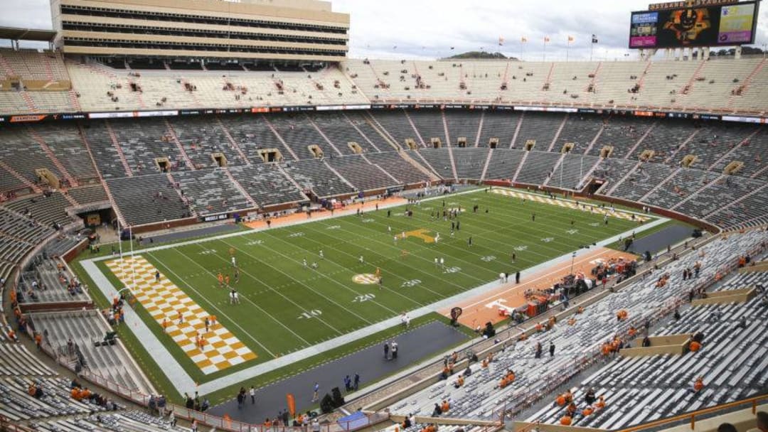 KNOXVILLE, TENNESSEE - OCTOBER 26: Fans take their seats before the Tennessee Volunteers play against the South Carolina Gamecocks at Neyland Stadium on October 26, 2019 in Knoxville, Tennessee. (Photo by Silas Walker/Getty Images)