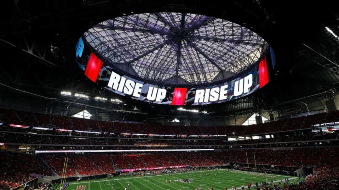 ATLANTA, GA - AUGUST 26: A general view of Mercedes-Benz Stadium prior to the game between the Atlanta Falcons and the Arizona Cardinals on August 26, 2017 in Atlanta, Georgia. (Photo by Kevin C. Cox/Getty Images)