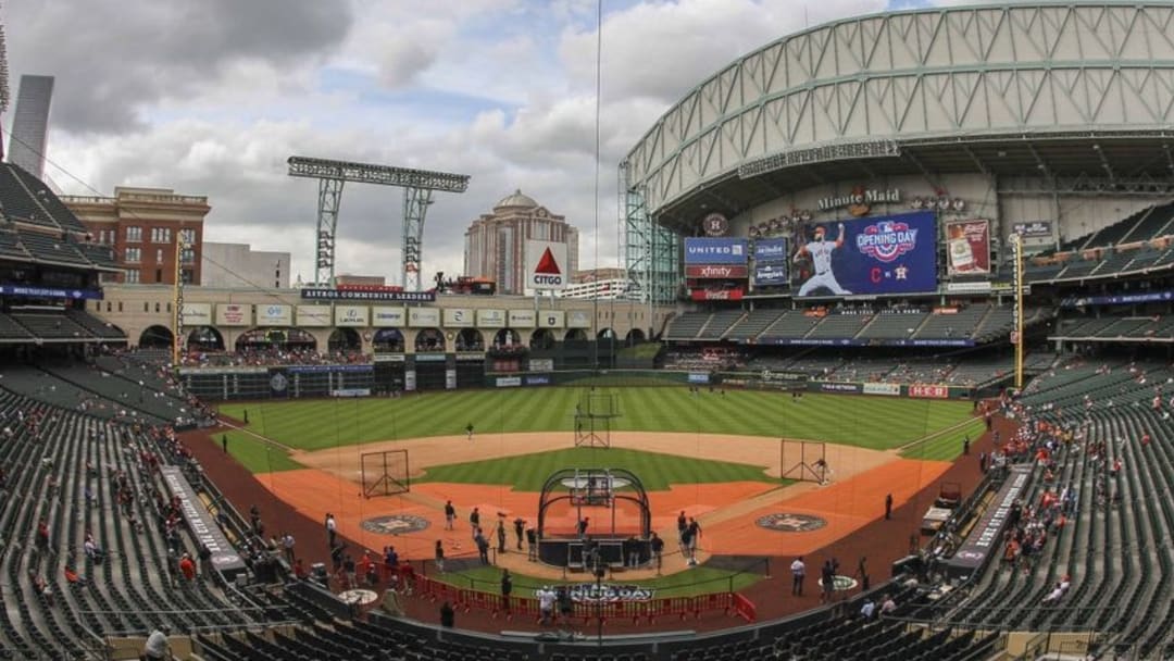 Apr 6, 2015; Houston, TX, USA; General view of Minute Maid Park before a game between the Houston Astros and the Cleveland Indians. Mandatory Credit: Troy Taormina-USA TODAY Sports