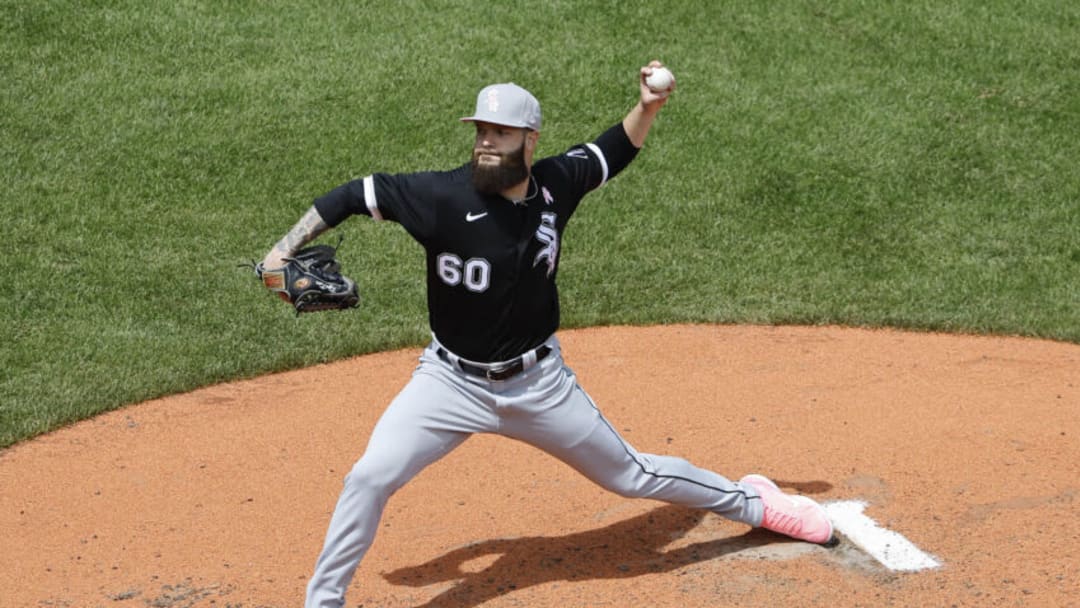 BOSTON, MA - MAY 8: Dallas Keuchel #60 of the Chicago White Sox pitches against the Boston Red Sox during the fifth inning at Fenway Park on May 8, 2022 in Boston, Massachusetts. Teams across the league are wearing pink today in honor of Mothers Day. (Photo By Winslow Townson/Getty Images)