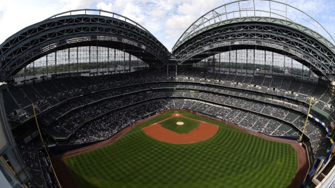 MILWAUKEE, WISCONSIN - AUGUST 25: A general view of Miller Park prior to a game between the Milwaukee Brewers and the Arizona Diamondbacks on August 25, 2019 in Milwaukee, Wisconsin. Teams are wearing special color schemed uniforms with players choosing nicknames to display for Players Weekend. (Photo by Stacy Revere/Getty Images)
