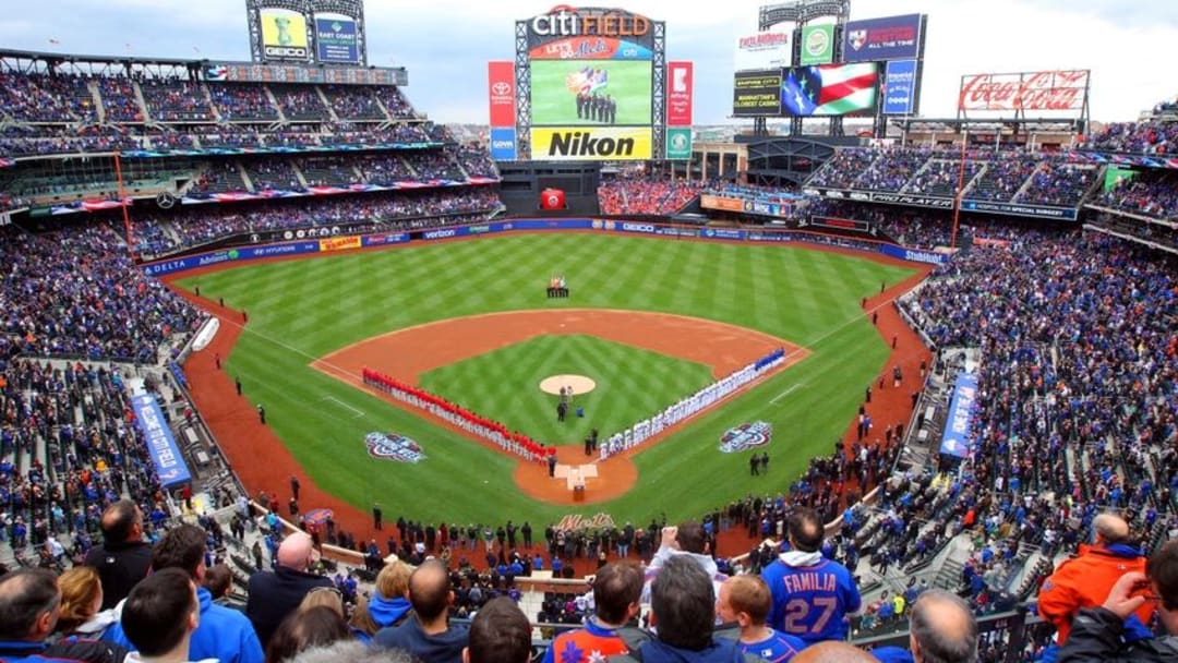 Apr 8, 2016; New York City, NY, USA; General view during the national anthem before a game between the New York Mets and the Philadelphia Phillies at Citi Field. Mandatory Credit: Brad Penner-USA TODAY Sports
