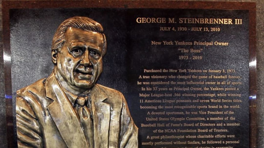 The monument of late owner of the New York Yankees George Steinbrenner - (Photo by Jim McIsaac/Getty Images)