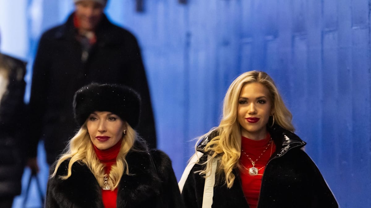 Gracie Hunt's mom Tavia slays Chiefs Christmas party fit sitting on Santa's lap