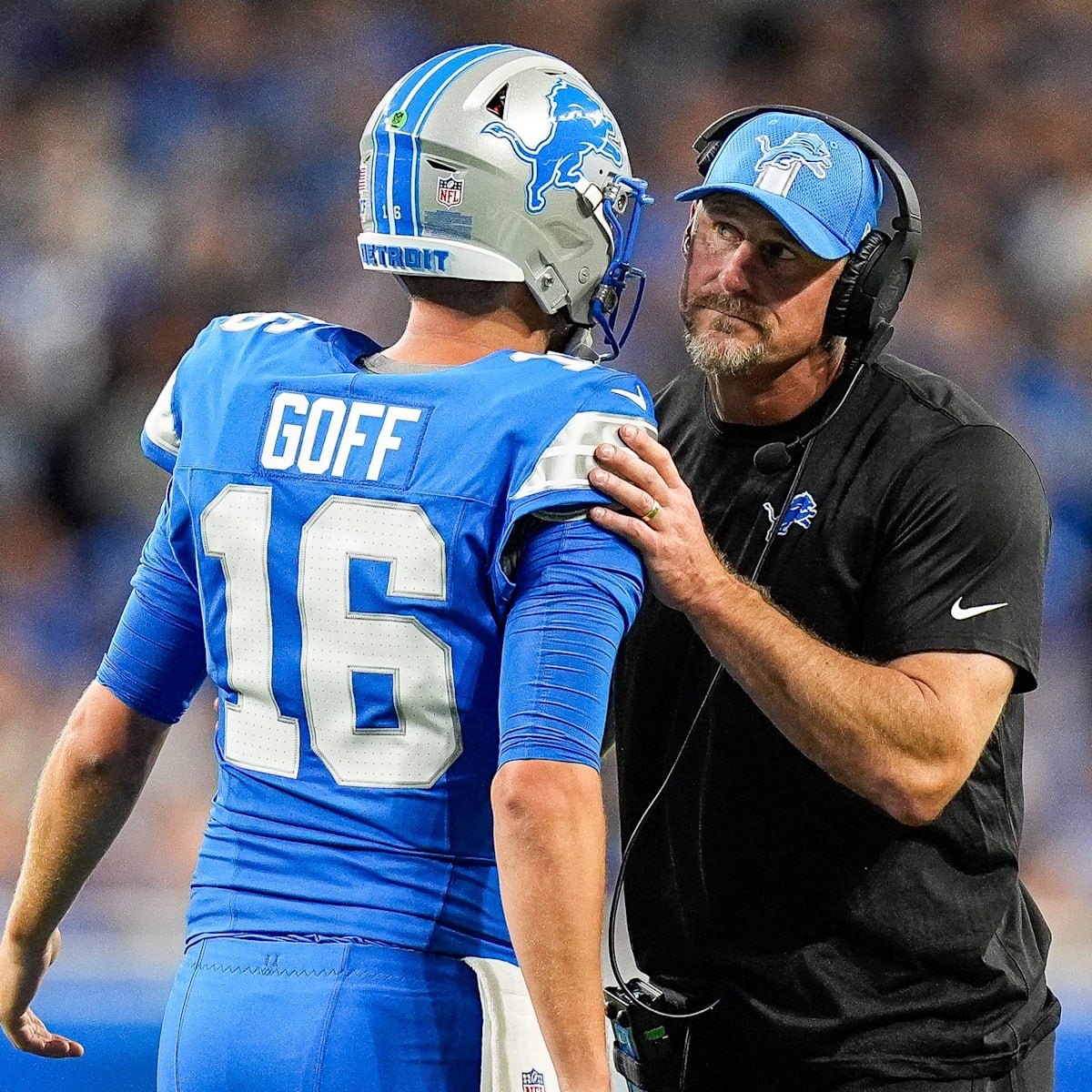Dan Campbell's reaction to Jared Goff's perfect night is a work of art