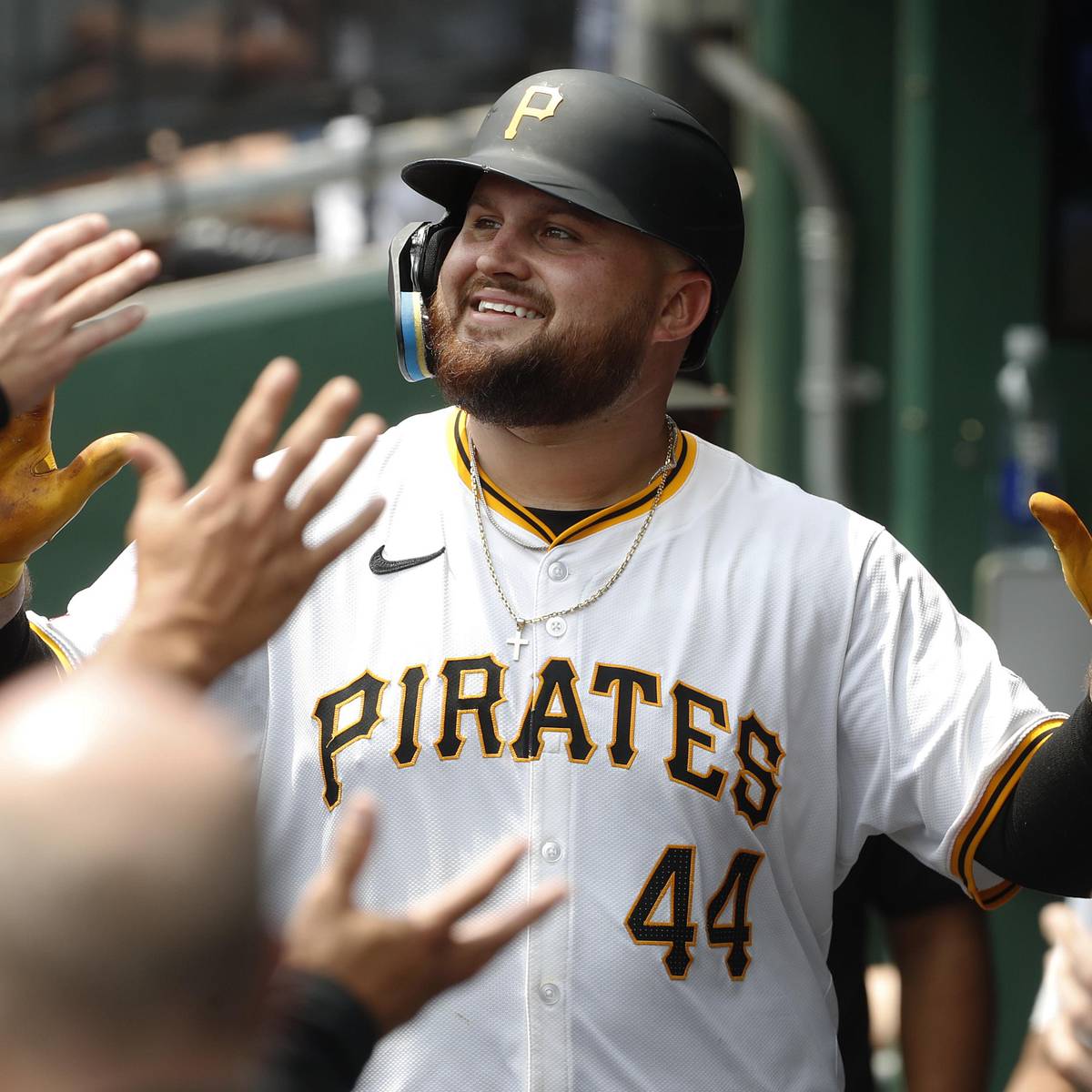Rowdy Tellez reacting on the field