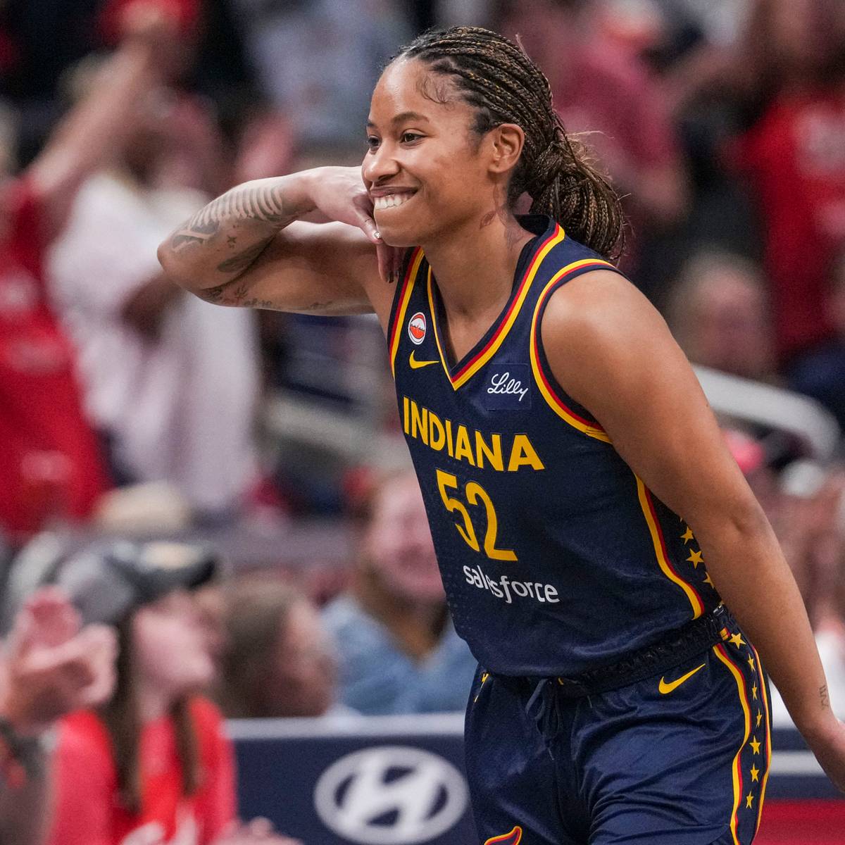 si.com - Robin Lundberg - Fever Guard Tyasha Harris Gets Off-Court Assist from Caitlin Clark