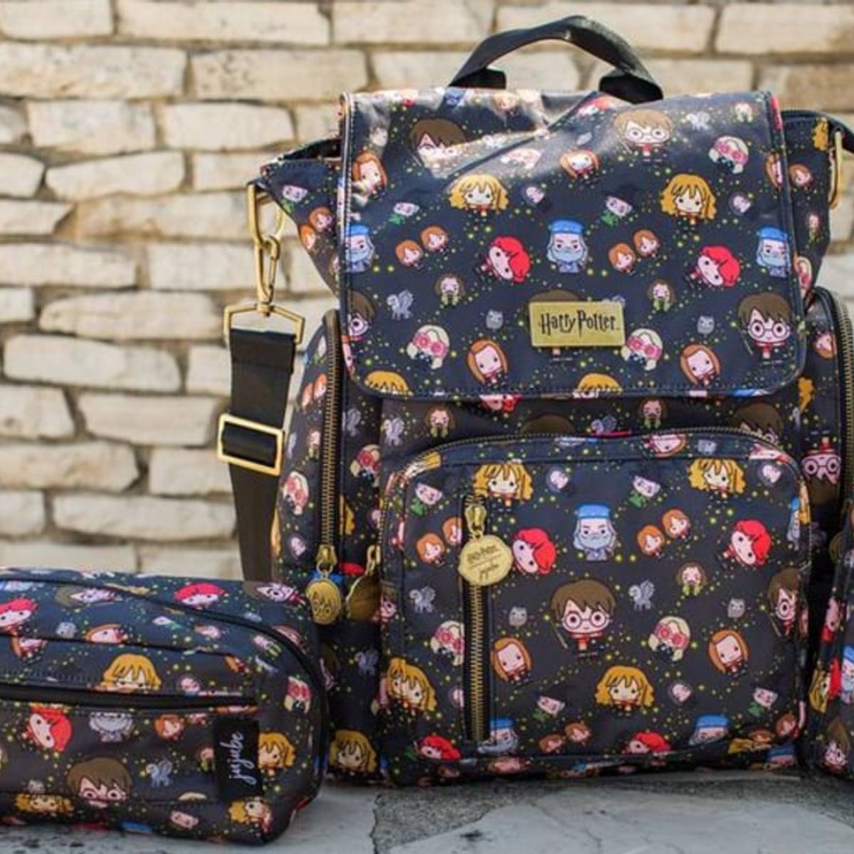 JuJuBe Harry Potter Chibi Character Print Backpack Black‎ Gryffindor Stripe Harry Potter Cheering Charms™ - The Lineup and Launch – JuJuBe main image 3