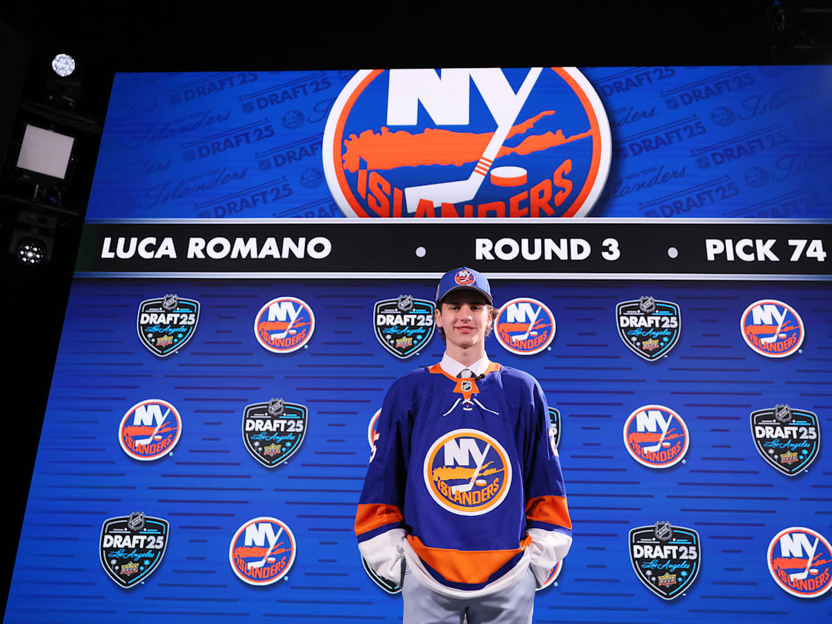 The NY Islanders take a sleeper in Luca Romano with pick No. 74 in the 2025  NHL Draft