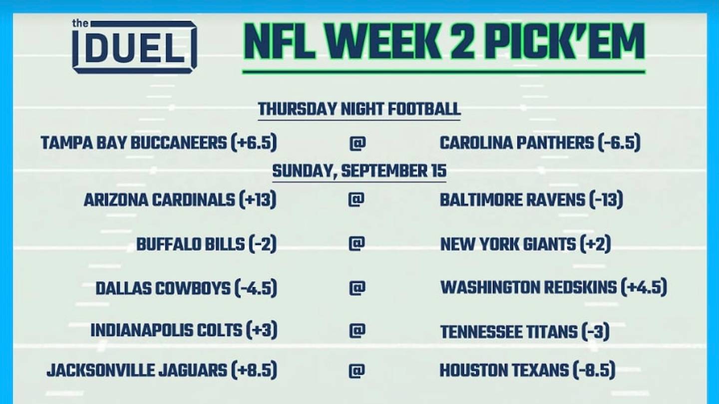 Printable NFL Weekly Pick Em Sheets For Week 2