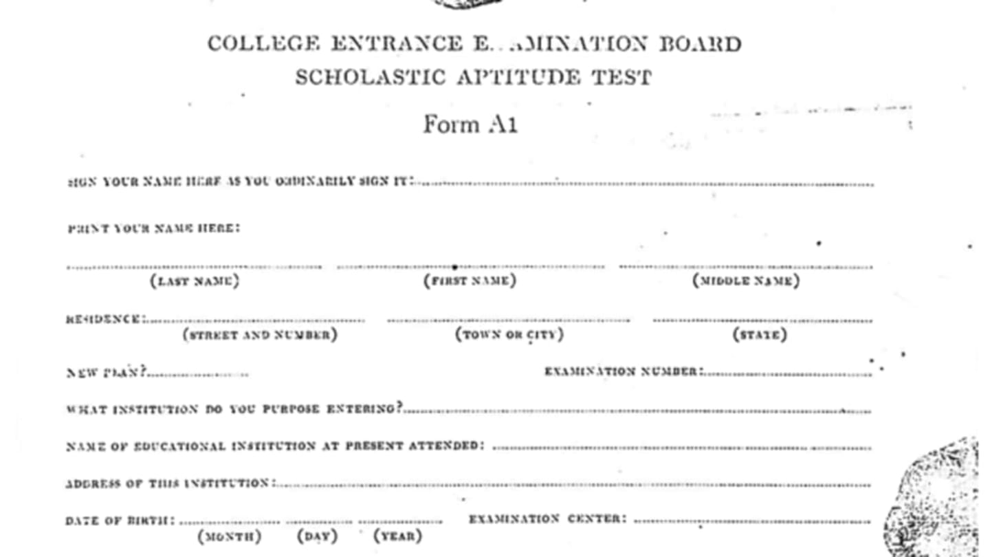 1956 College Entrance Examination Board Scholastic Aptitude Test Ticket NY,  NY