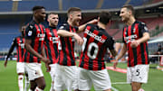 L'esultanza dei giocatori del Milan
