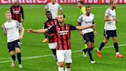 Ibrahimovic durante Milan-Bologna dell'andata 