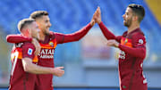 L'esultanza di Veretout, Pellegrini e Spinazzola